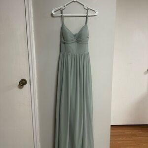 Azazie Sage Green Spaghetti Strap Dress